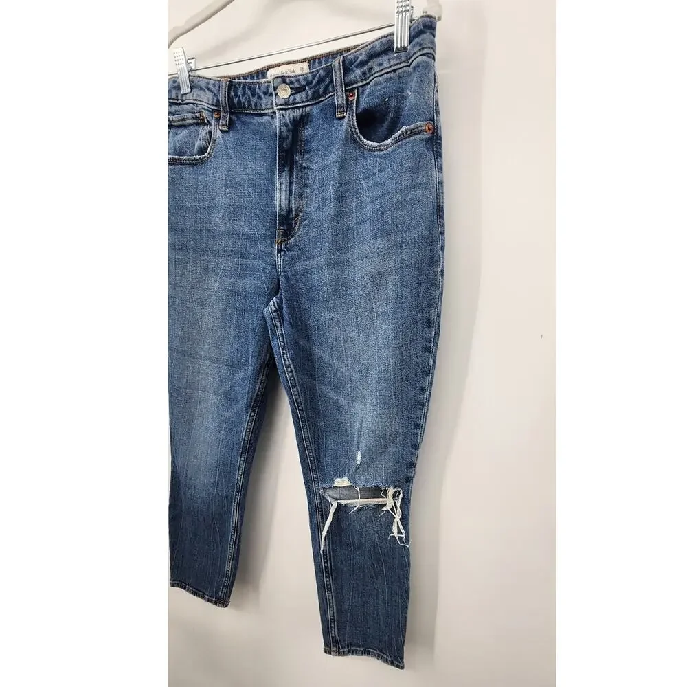 Abercrombie & Fitch The Skinny High Rise Jeans Medium Wash 28 6 S Curve Love‎